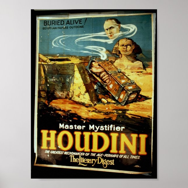 Affiche Houdini, le "Literary Digest" Théâtre Vintage (Devant)
