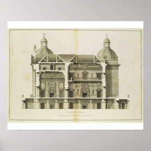 Affiche Houghton Hall : section transversale du Hall et du