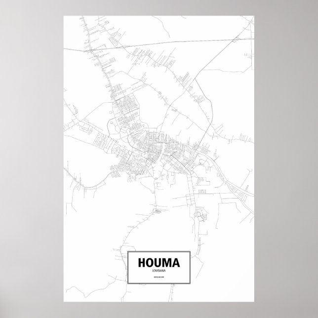 Affiche Houma, Louisiane (noir sur blanc) (Devant)