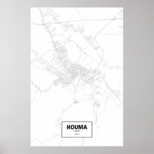 Affiche Houma, Louisiane (noir sur blanc)