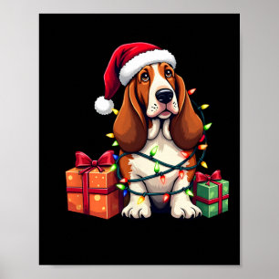 Affiche Hound Pari Enveloppé Dans Les Lumières De Noël Ave