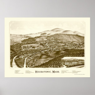Affiche Housatonic, MA Carte panoramique - 1890