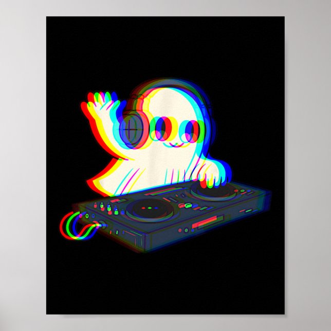 Affiche House Music Ghost Dj Illusion Optique Edm Hallowee (Devant)