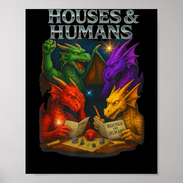 Affiche Houses And Humans Funny Novelty Rpg Gamers Men Wom (Devant)