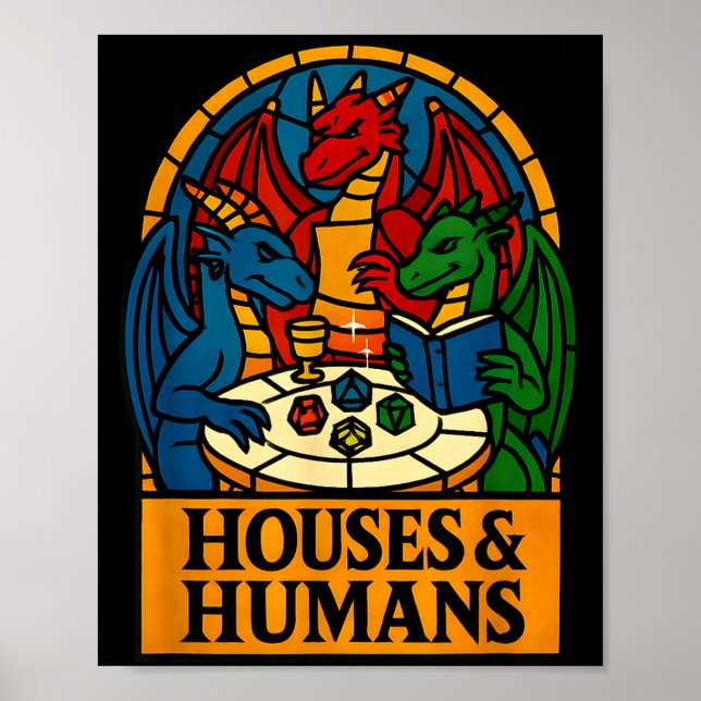 Affiche Houses And Humans Funny Rpg Nerdy Gamers Men Women (Devant)