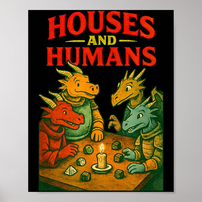 Affiche Houses And Humans Gaming Funny Rpg Gamer Men Boys  (Devant)