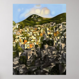 Affiche Houses On The Hillside - Abstract Art Fethiye