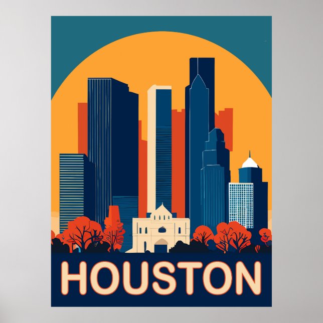 Affiche Houston, Bâtiments reconnaissables, Voyage (Devant)
