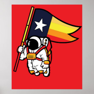 Affiche Houston Champ Texas Drapeau astronaute Space City