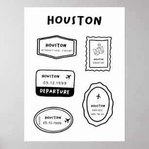 Affiche Houston - Collection de timbres de voyage Minima