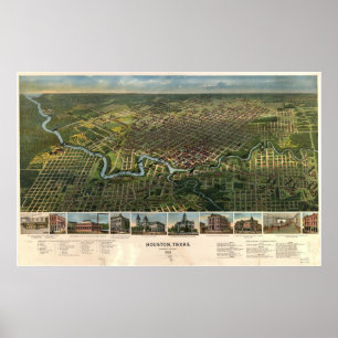 Affiche Houston, le Texas 1891