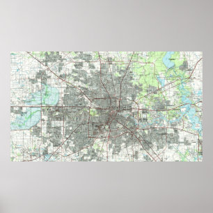 Affiche Houston le Texas Map (1992)