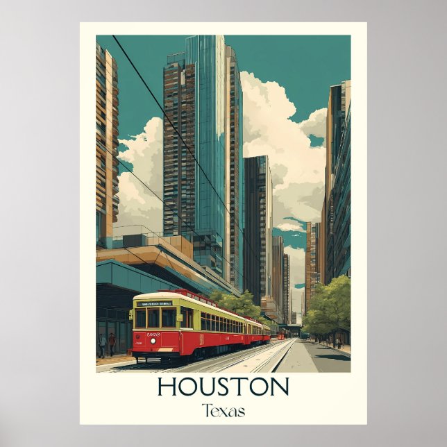 Affiche Houston Texas City Skyline Tram (Devant)