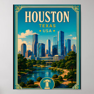 Affiche 🚀 Houston Texas Mémoire de vacances Visite du cen