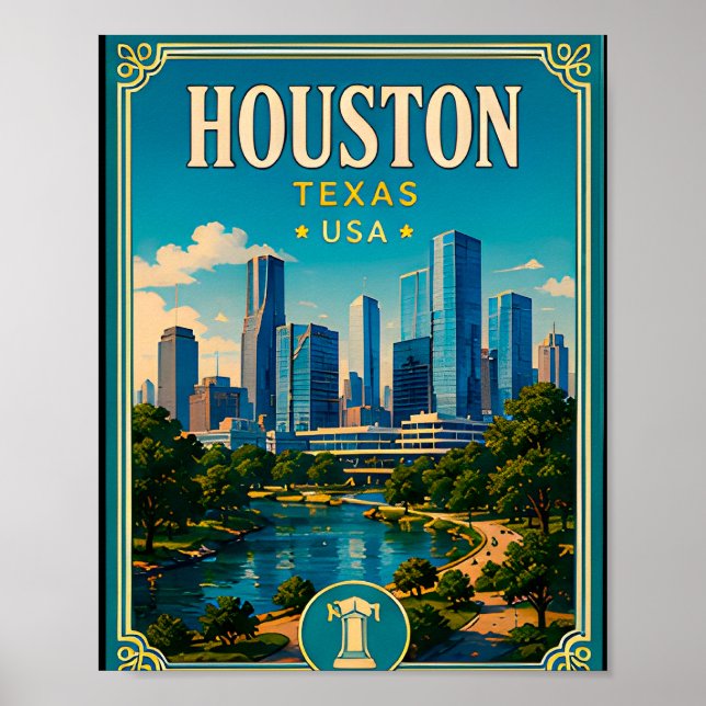 Affiche 🚀 Houston Texas Mémoire de vacances Visite du cen (Devant)