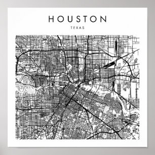 Affiche Houston Texas Minimal Modern Street Map
