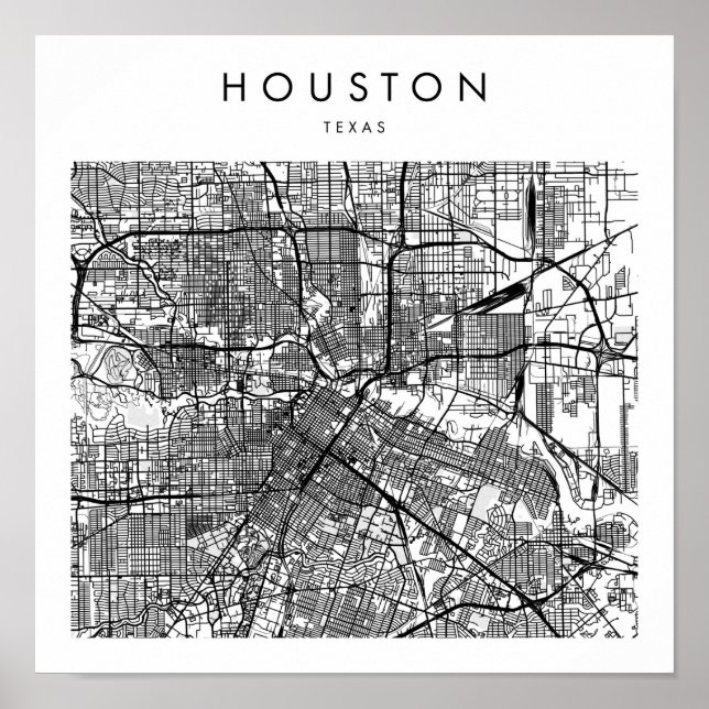 Affiche Houston Texas Minimal Modern Street Map (Devant)