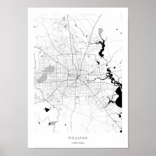 Affiche Houston Texas Modern Minimal City Map