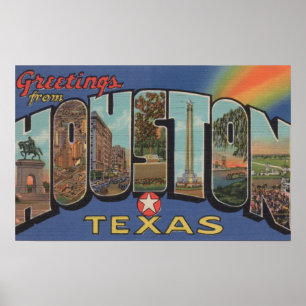 Affiche Houston, Texas - Scènes de grandes lettres
