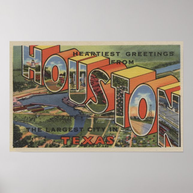 Affiche Houston, Texas - Scènes de grandes lettres 2 (Devant)