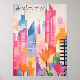 Affiche Houston Texas Travel City Art Aesthetic