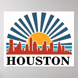 Affiche Houston Texas Vintage Sunset Retro Travel