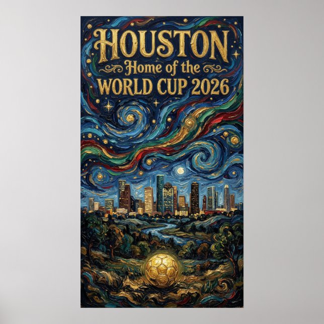 Affiche  Houston World Cup 2026 Night Reflection Soccer (Devant)