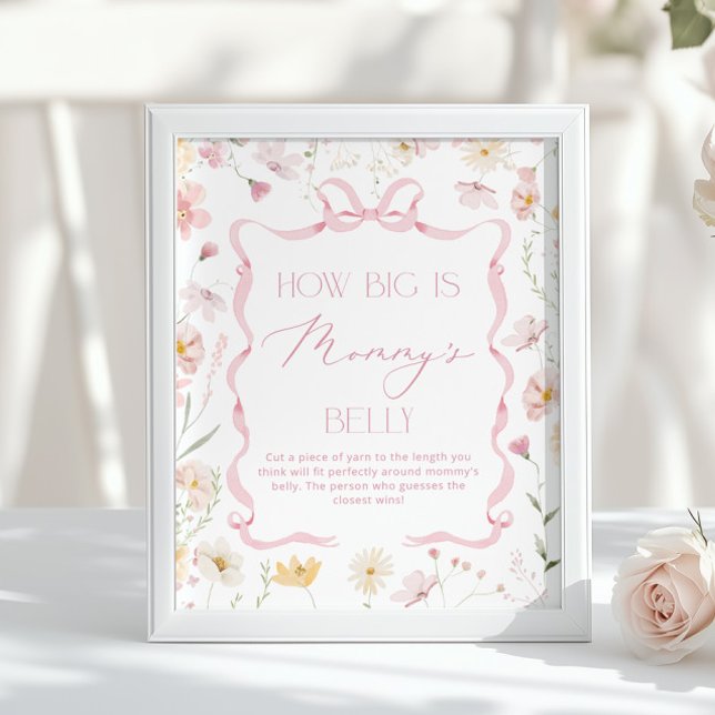 Affiche How big is belly Pink Wildflower Baby shower (Créateur téléchargé)