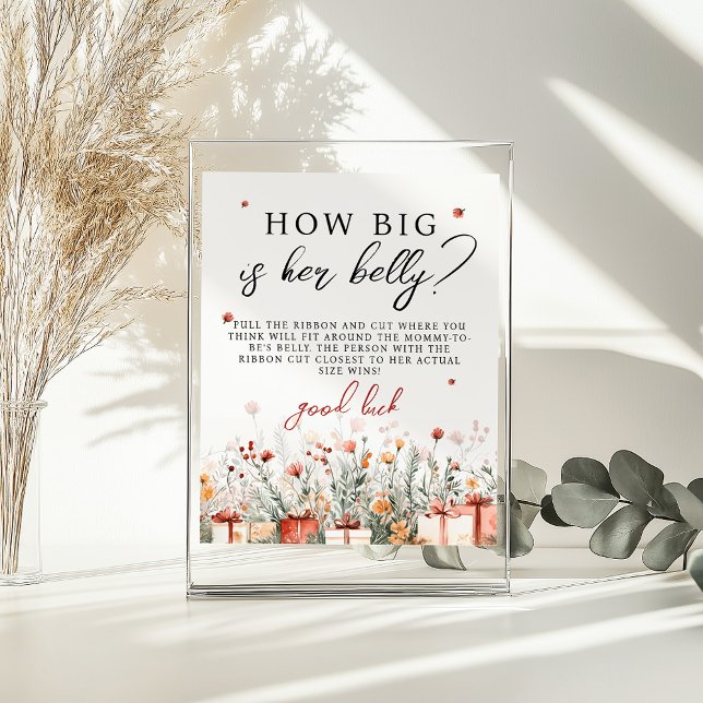 Affiche How big is her belly Merry Baby Shower Game sign (Créateur téléchargé)