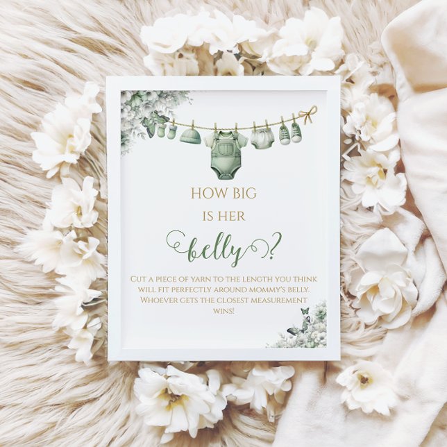 Affiche How Big is Her Belly Sage Green Butterfly Game (Créateur téléchargé)