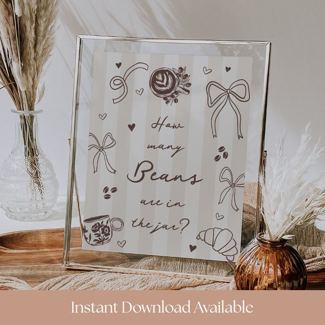 Affiche How Many Coffee Beans Guessing Game Sign (Créateur téléchargé)