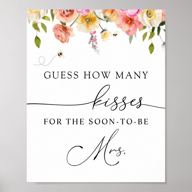 Affiche How Many Kisses for the Soon to be Mrs Sign (Devant)