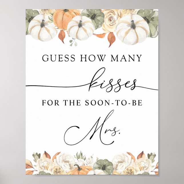 Affiche How Many Kisses for the Soon to be Mrs Sign (Devant)