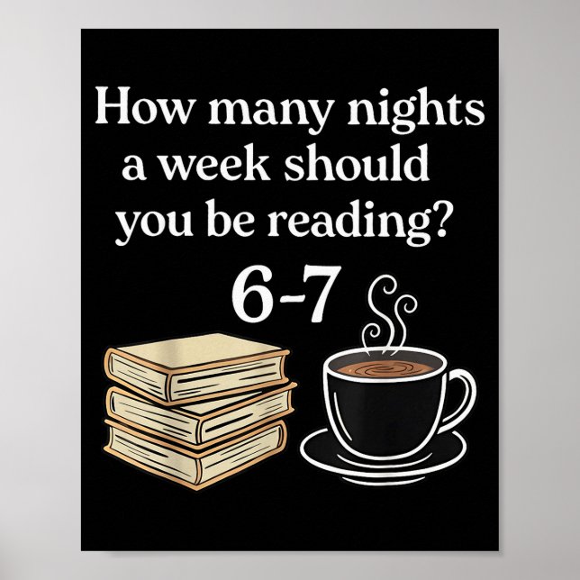 Affiche How Many Nights 6 7 Meme Funny Reading Book Lovers (Devant)