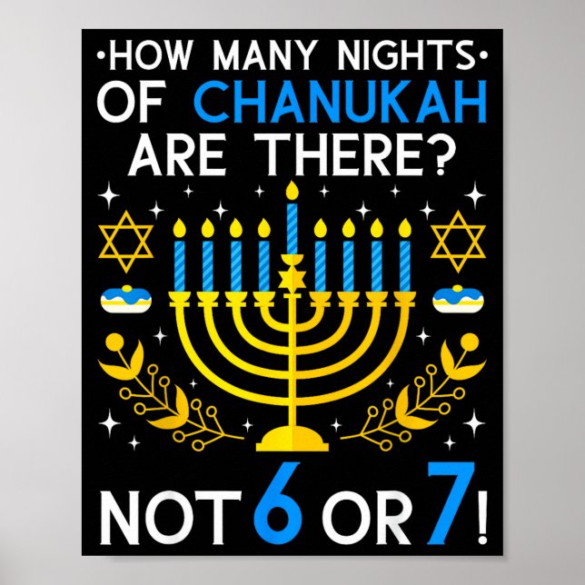 Affiche How Many Nights Of Chanukah_ 6 7 Funny Jewish Meme (Devant)