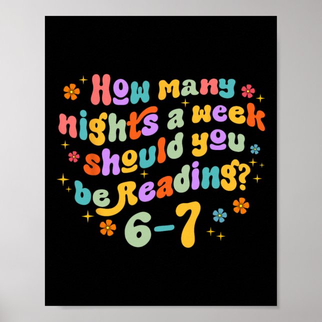 Affiche How Many Nights Reading 67 Funny Meme Six Seven Te (Devant)
