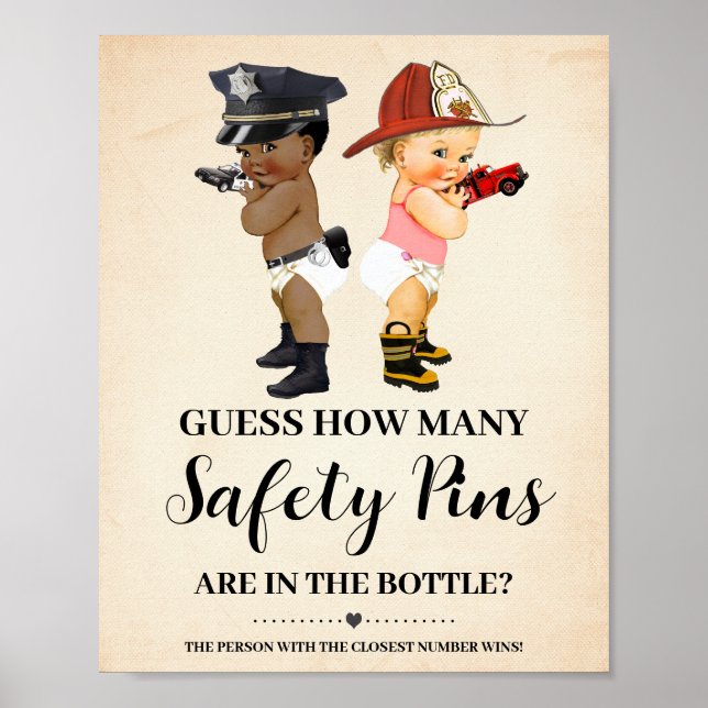 Affiche How Many Safety Pins Game Little Recruit Shower (Devant)