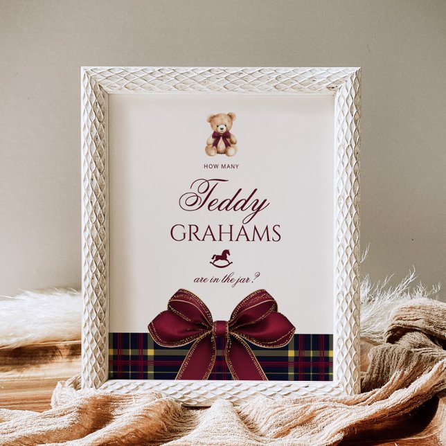 Affiche How many teddy grahams Teddy Bear Red Bow (Créateur téléchargé)