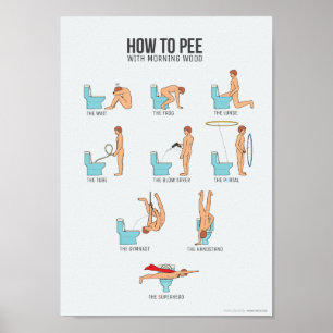 Affiche How to Pee with Morning Wood (fits all A4 frames)