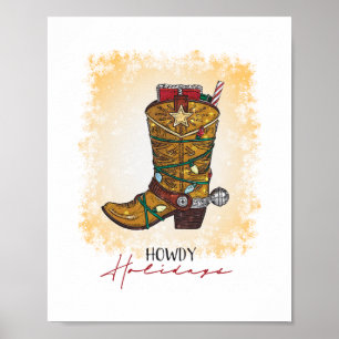Affiche Howdays Christmas Lights Cowboy Boot