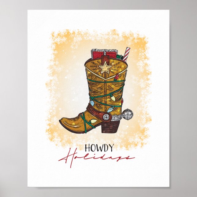 Affiche Howdays Christmas Lights Cowboy Boot (Devant)