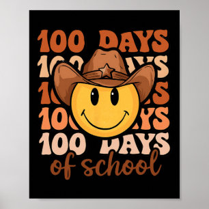 Affiche Howdy 100 Days Of School Retro Cowboy Smile Face 1