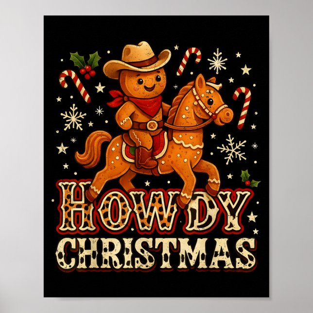 Affiche Howdy Christmas Cowboy Gingerbread Design  (Devant)