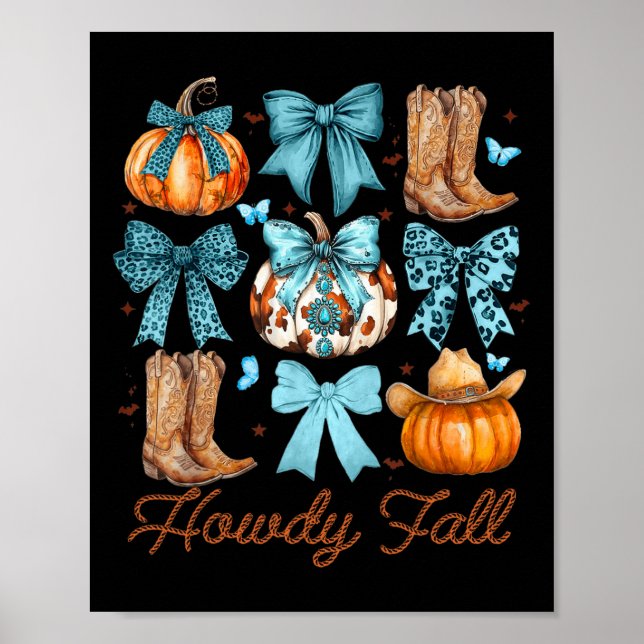 Affiche Howdy Fall Citrouille occidental Coquette Bow Citr (Devant)