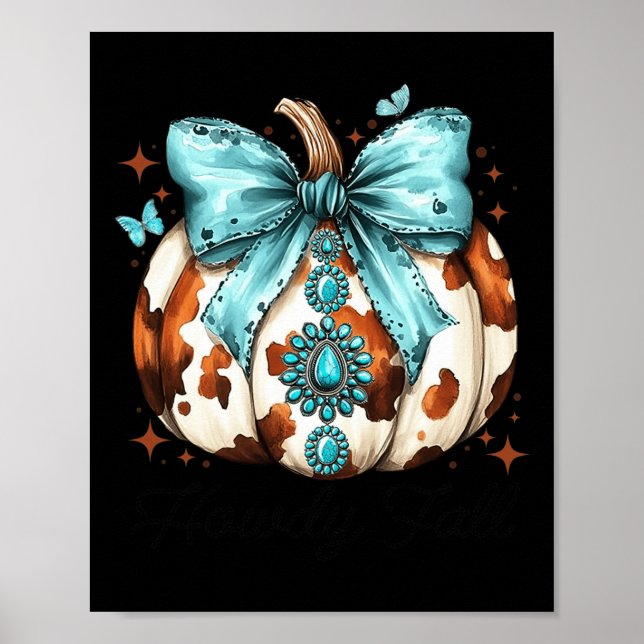 Affiche Howdy Fall Western Citrouille Halloween Cowhide Pu (Devant)