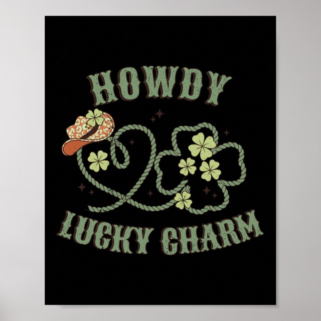Affiche Howdy Lucky Charm Western St Patrick Shamrock (Devant)