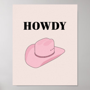 Affiche Howdy Pink Cowboy Casquette