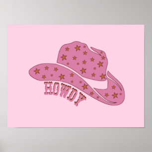 Affiche Howdy Pink Cowgirl Casquette