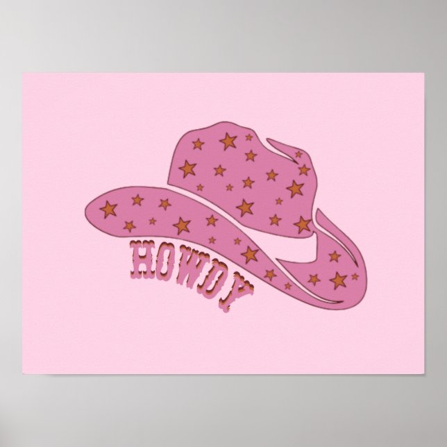 Affiche Howdy Pink Cowgirl Casquette (Devant)