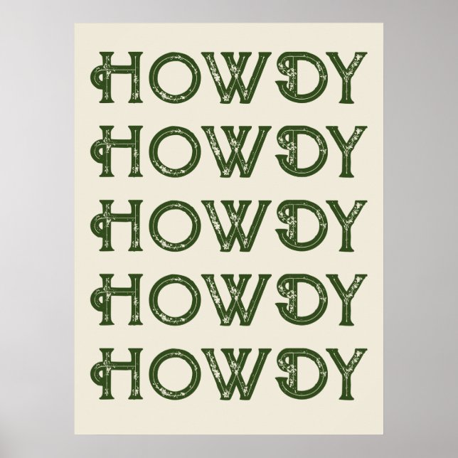 Affiche Howdy Typographie Western Wall Ranch Cabine Accuei (Devant)